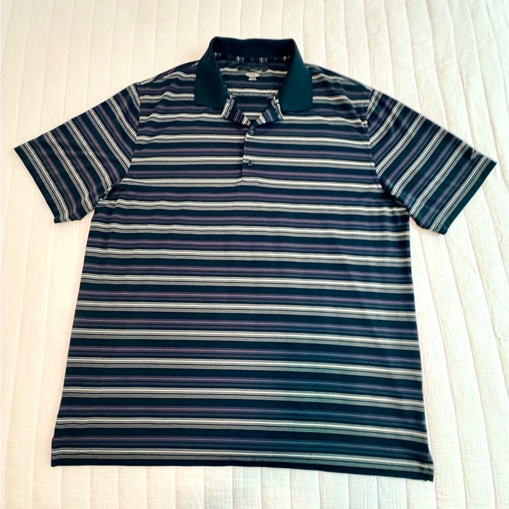 Greg Norman Collection Navy Striped Polo Shirt